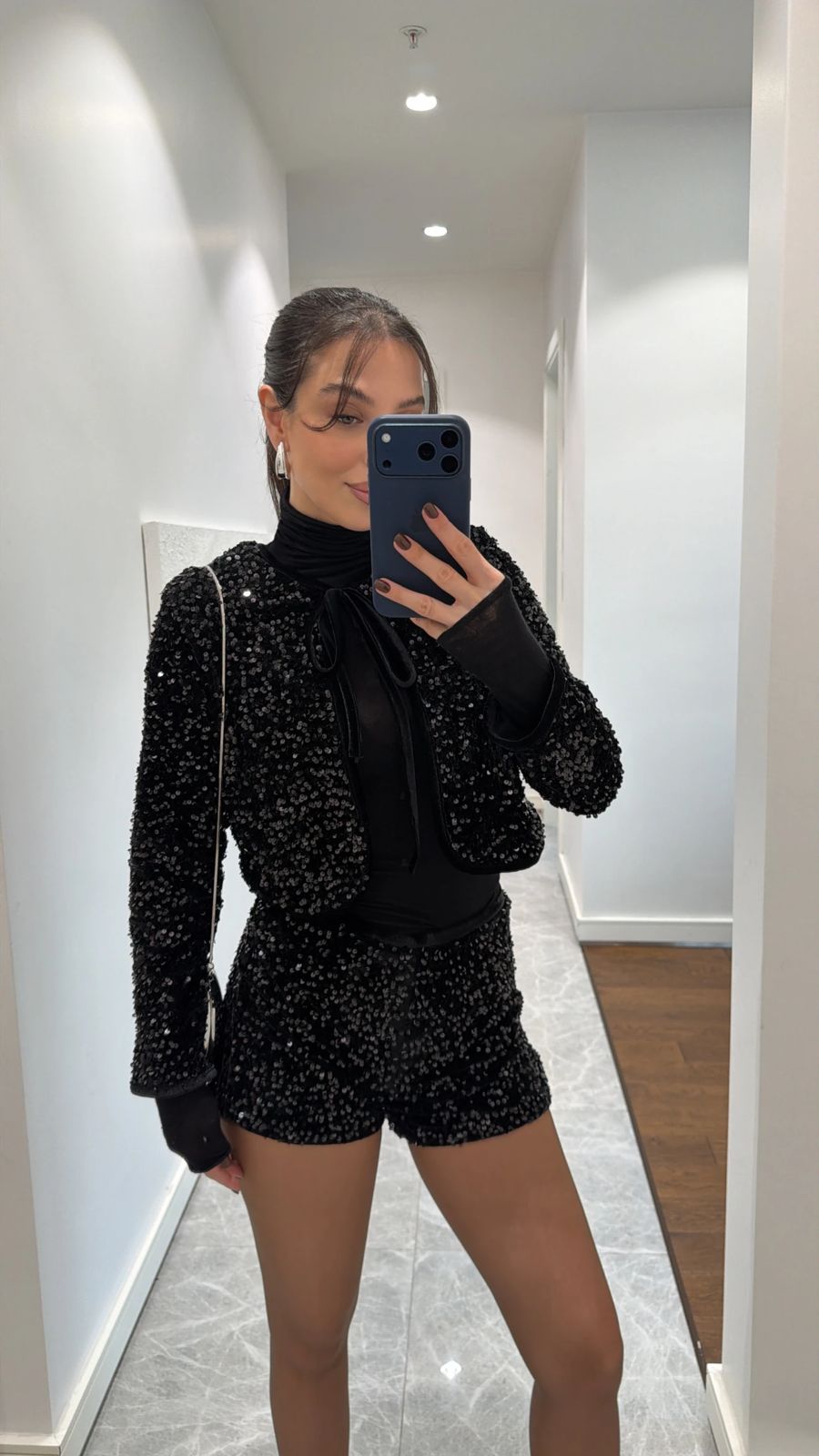 Midnight Sequin Jusy Jacket — Black