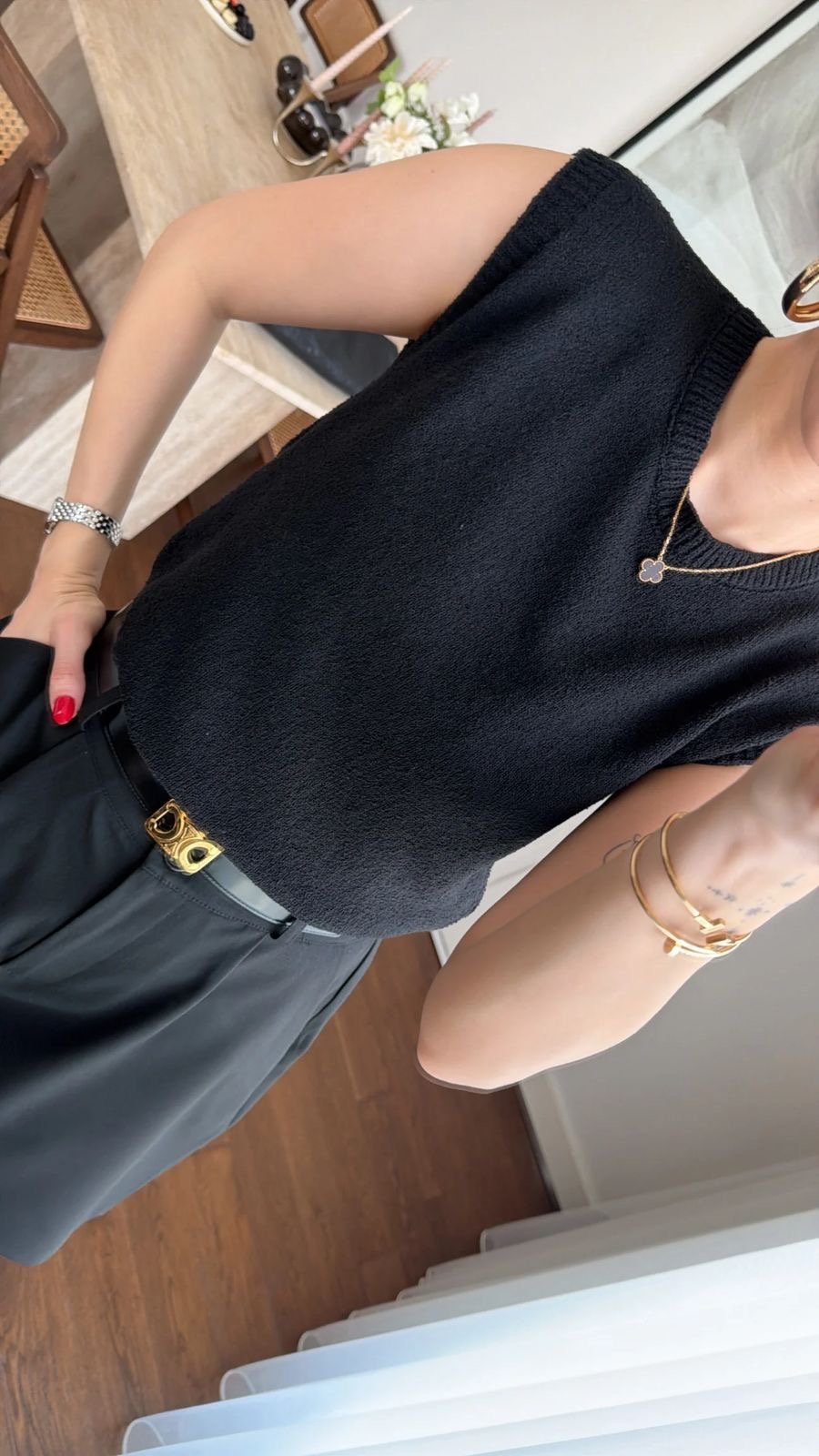 Black Knit Tank Top